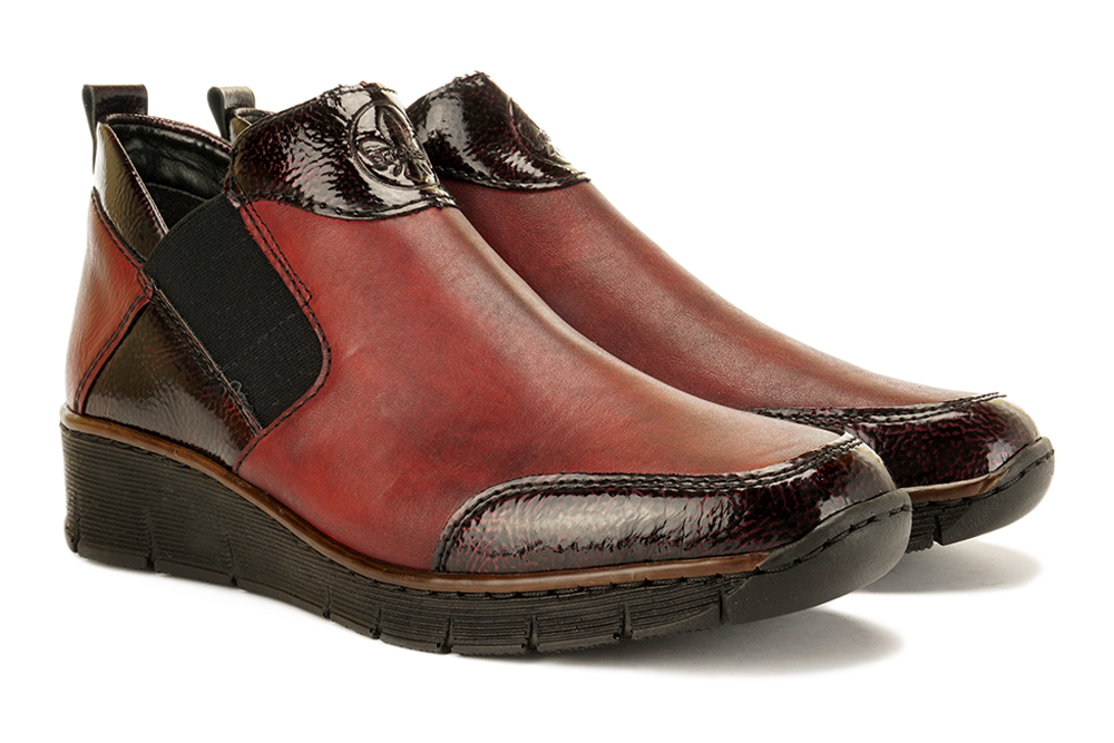 RIEKER 53786-35 red, botki damskie, sklep internetowy e-kobi.pl