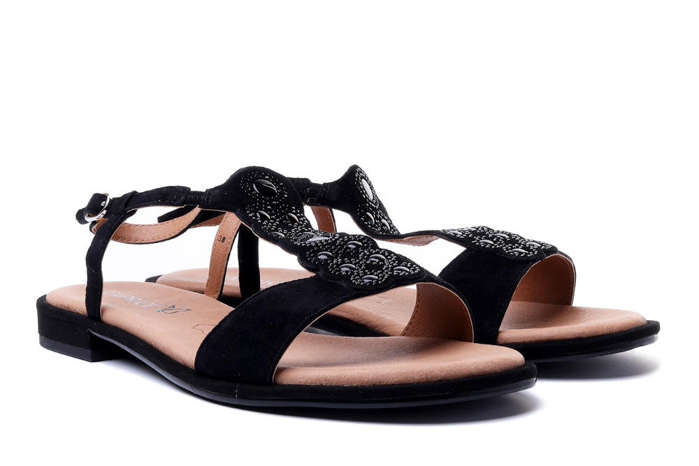 CAPRICE 28100-26 004 black suede, sandały damskie, sklep internetowy e-kobi.pl