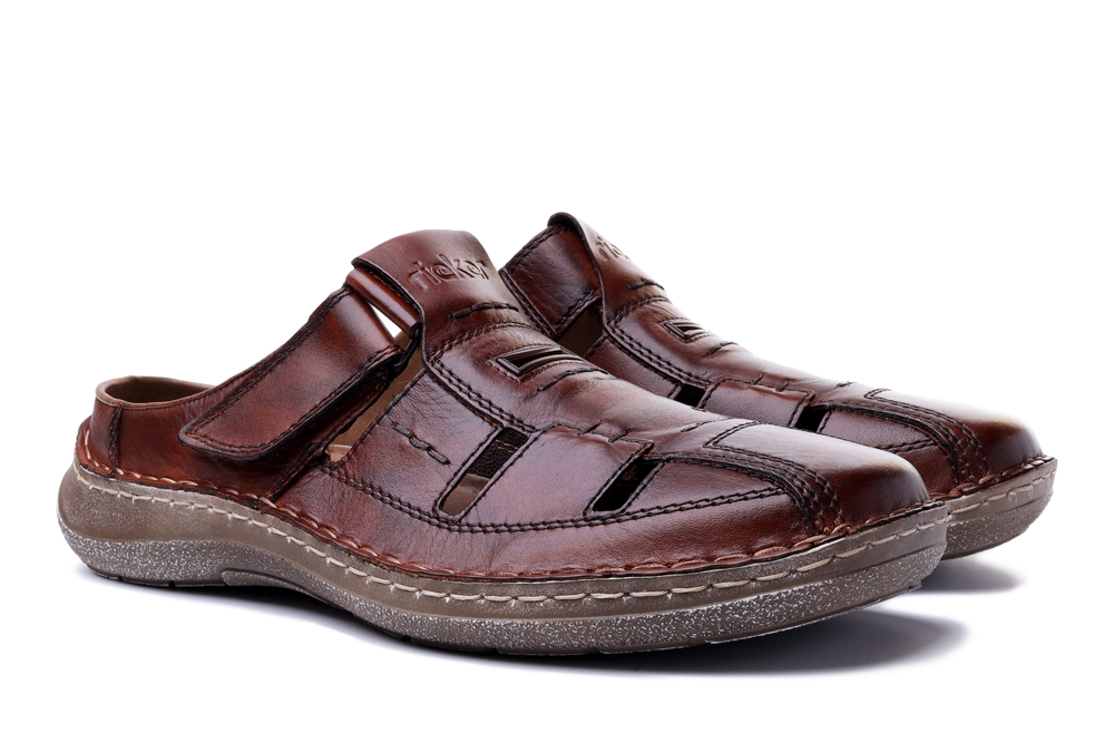 RIEKER 03085-24 brown, klapki męskie, sklep internetowy e-kobi.pl