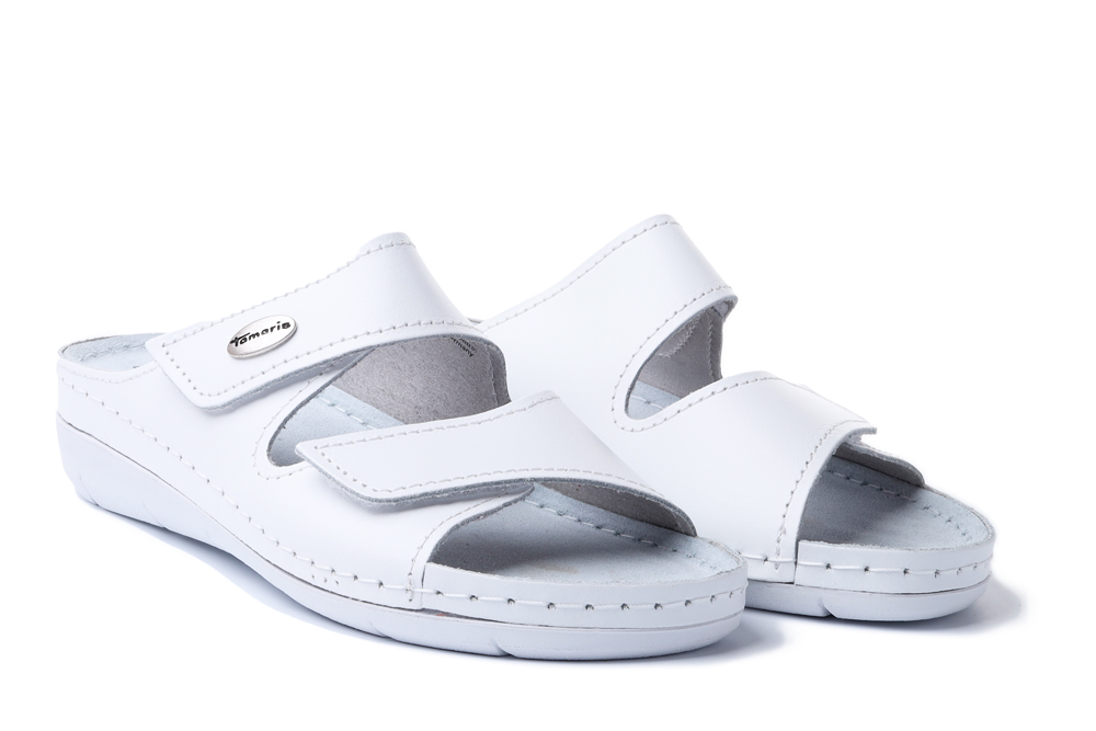 TAMARIS 1-27510-41 117 M2751041 white leather, klapki damskie, sklep internetowy e-kobi.pl