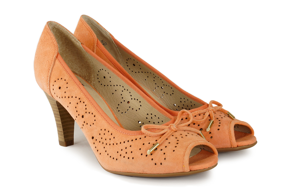 CAPRICE 29300-22 624 apricot suede, czółenka damskie, sklep internetowy e-kobi.pl